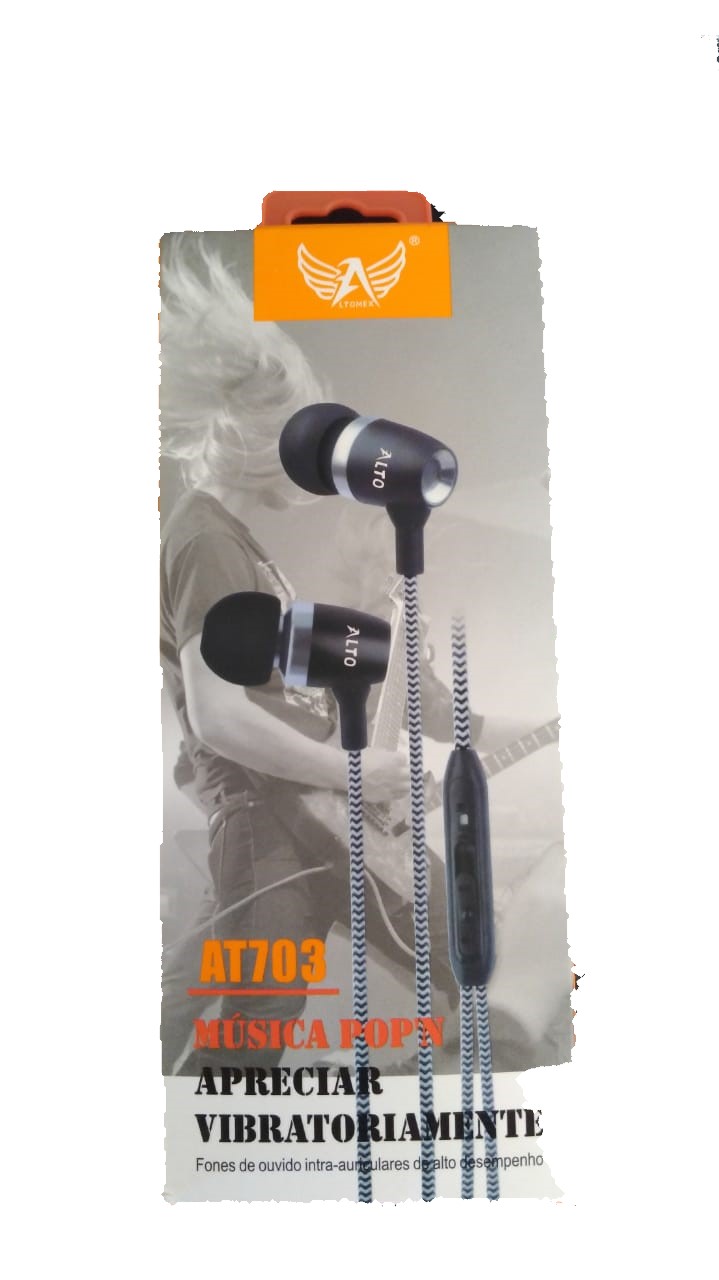  - Fones - cinza azulado - Central - unidade    Cod. FONE DE OUVIDO AT-703