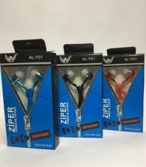  - Fones - preta - Central - unidade    Cod. FONE DE OUVIDO ZIPER AL-Y01