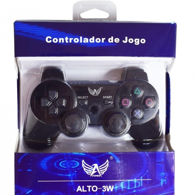 Controle PS3 Com fio Analgico Preto - Joystick - Altomex - preta - Central - unidade    Cod. ALTO-3W