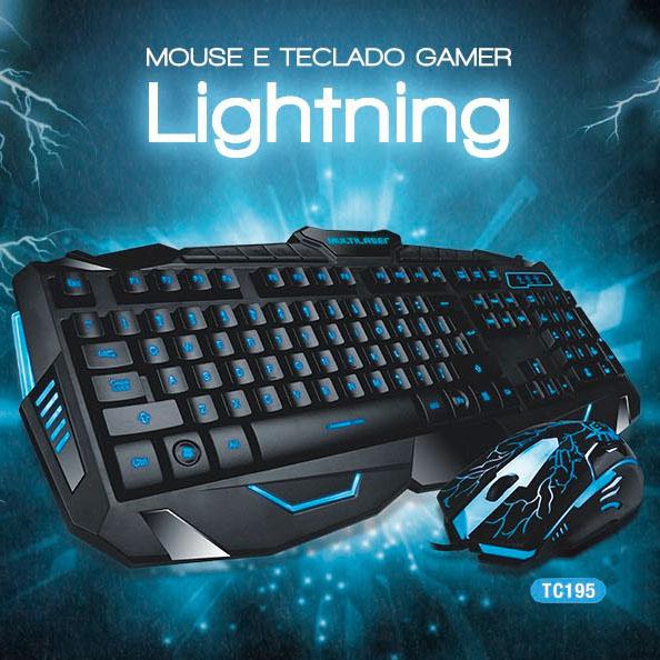  - Teclado - preta - Central - unidade    Cod. TECLADO MOUSE GAMER COM LED TC195