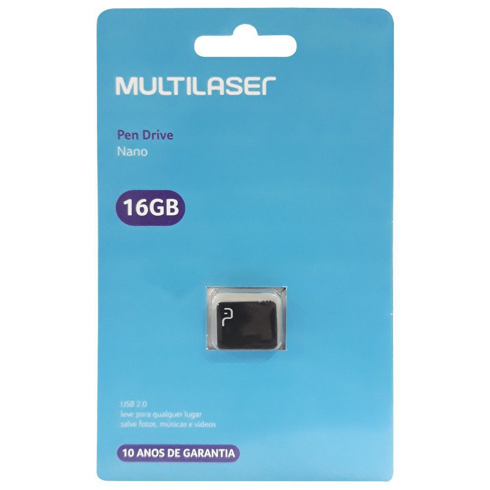 Nano Pen Drive 16GB Multilaser Pen Drive Pequeno  - Micro SD e Pendrive - Multilaser - unidade    Cod. PD054