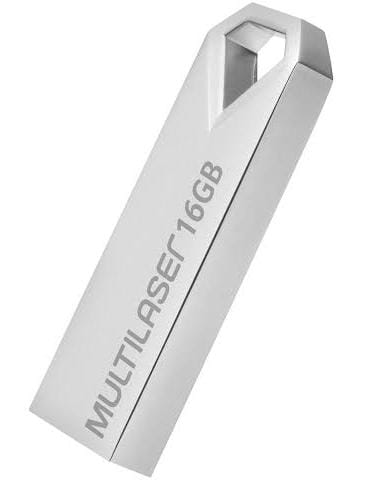 Pen Drive 16GB Multilaser Diamante USB - Micro SD e Pendrive - Mutilaser - prateado - Central - unidade    Cod. PD850