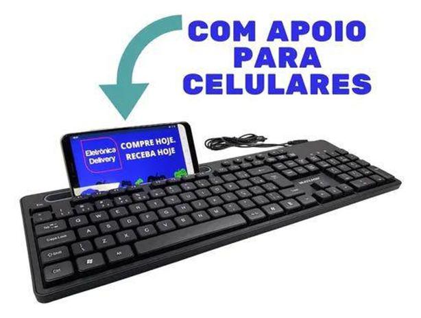 Teclado Com Fio USB Com Apoio Smartphone Para Escritrio - Teclado - Multilaser - unidade    Cod. TC262