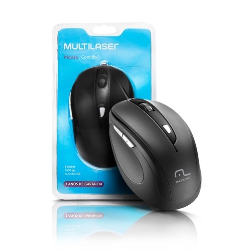  - Mouse - 1600 DPI - preta - Central - unidade    Cod. MOUSE PTICO MULTI MO241
