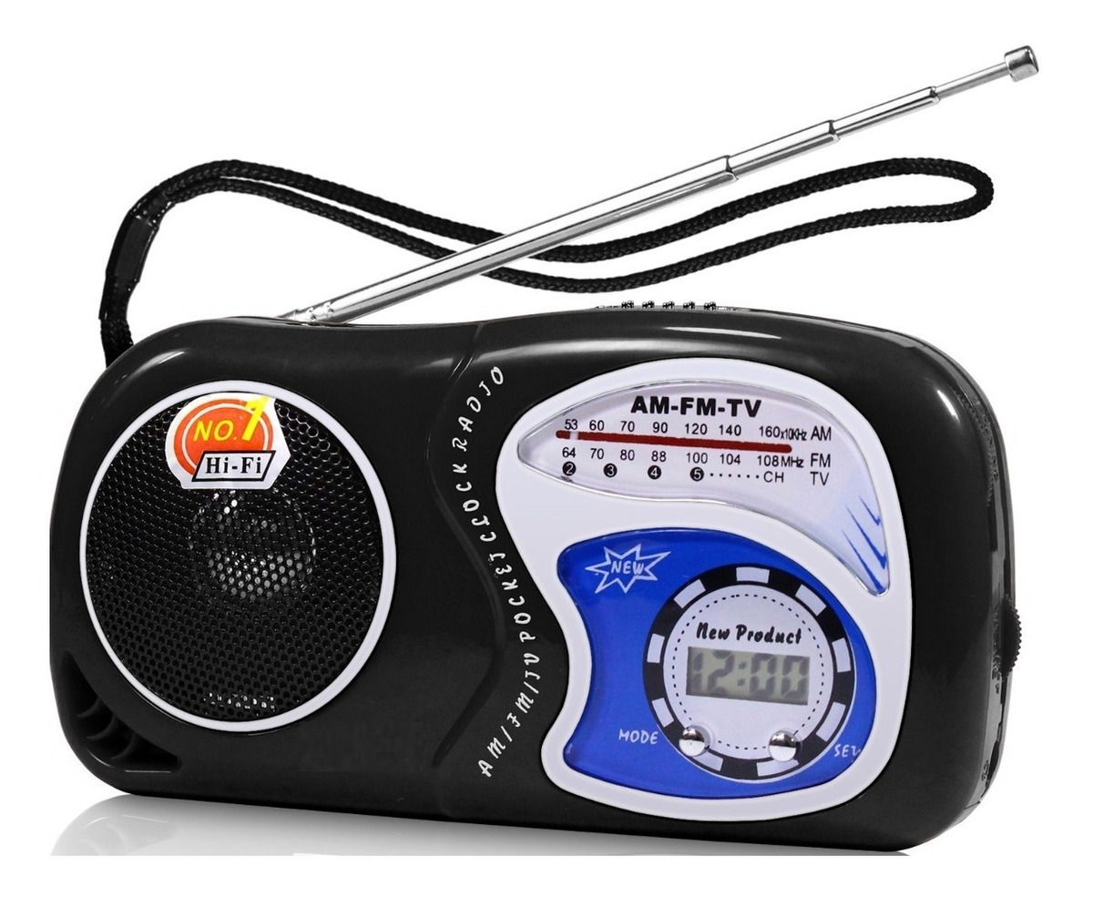  - Caixa de Som - RDIO-RELGIO DE BOLSO AM/FM/TV - preta - Central - unidade    Cod. RDIO PORTTIL K-2019