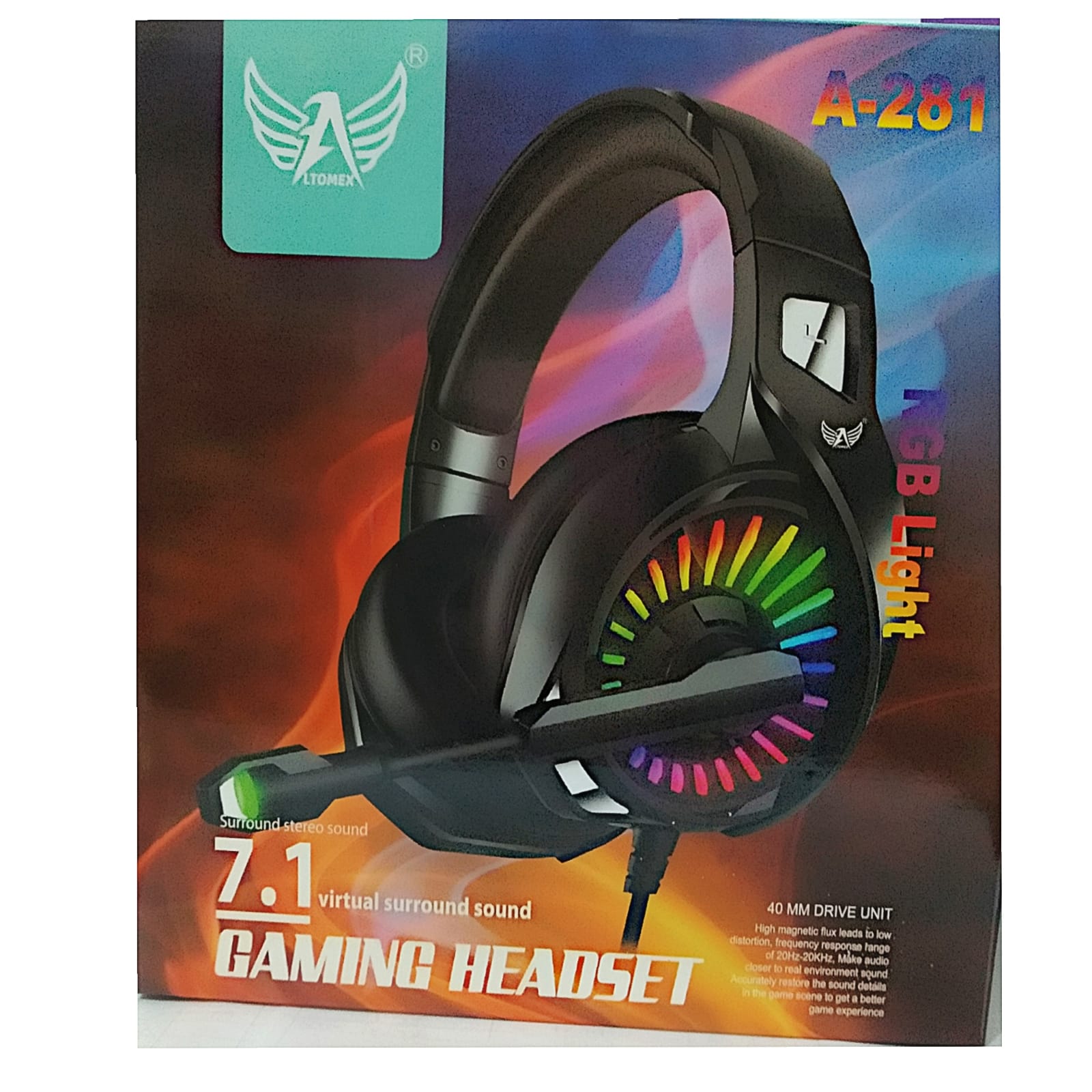 Headset Gamer Estreo 7.1 RGB Com Fio USB e Auxiliar - Headset - Altomex - unidade    Cod. A-281