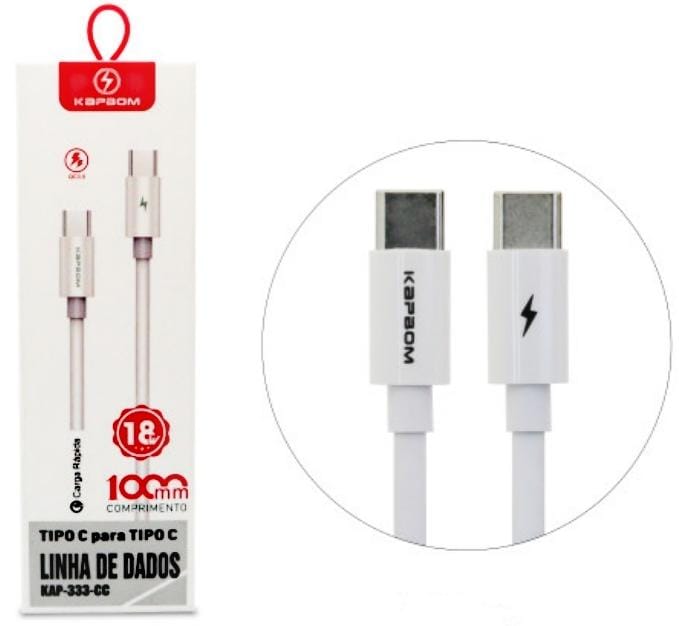  - Cabos  - Kapbom    Cod. CABO USB-C KAP-333-CC