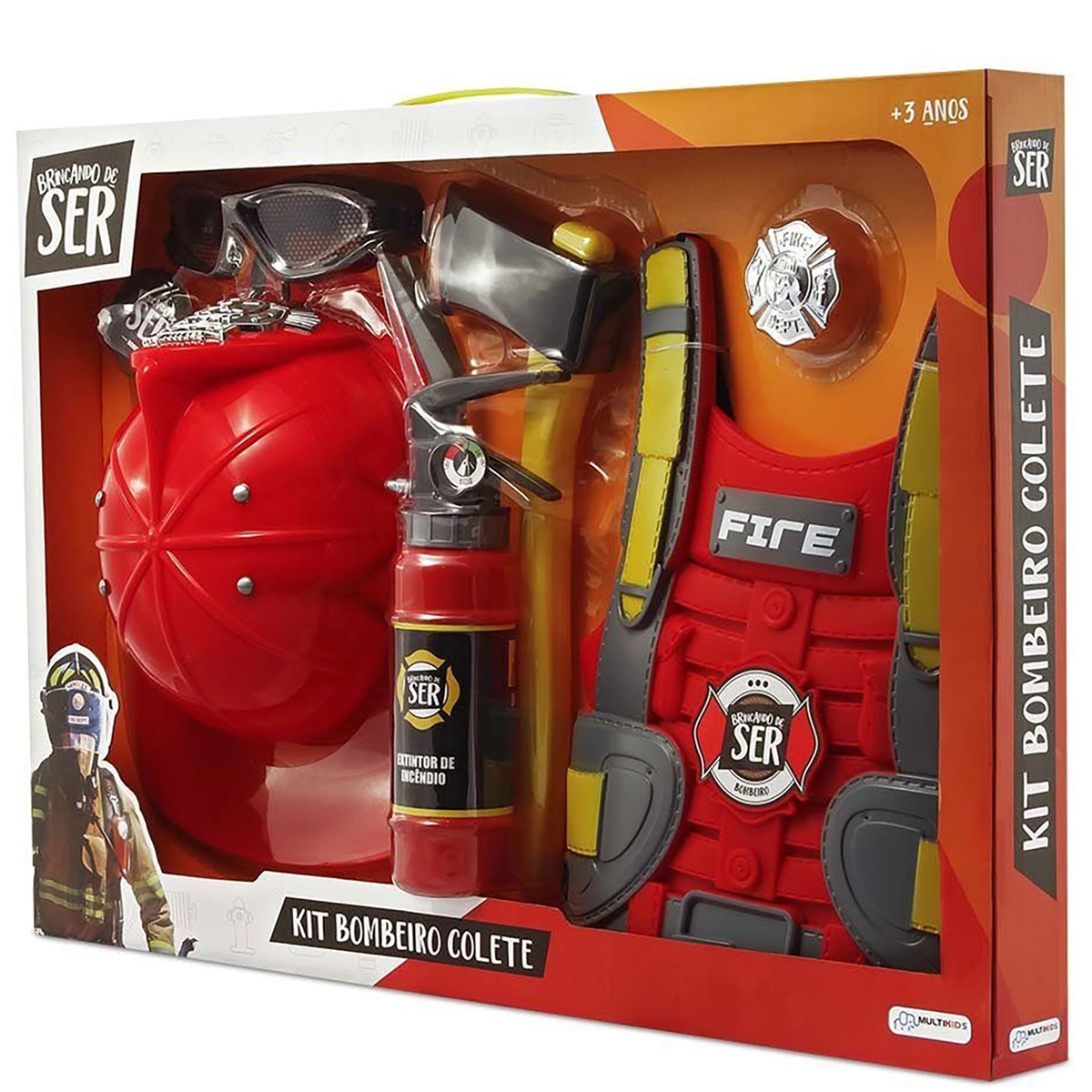 Brinquedo Kit Bombeiro Colete BR963 Multilser - Brinquedo Masculino - Central - unidade    Cod. BRIN BR963