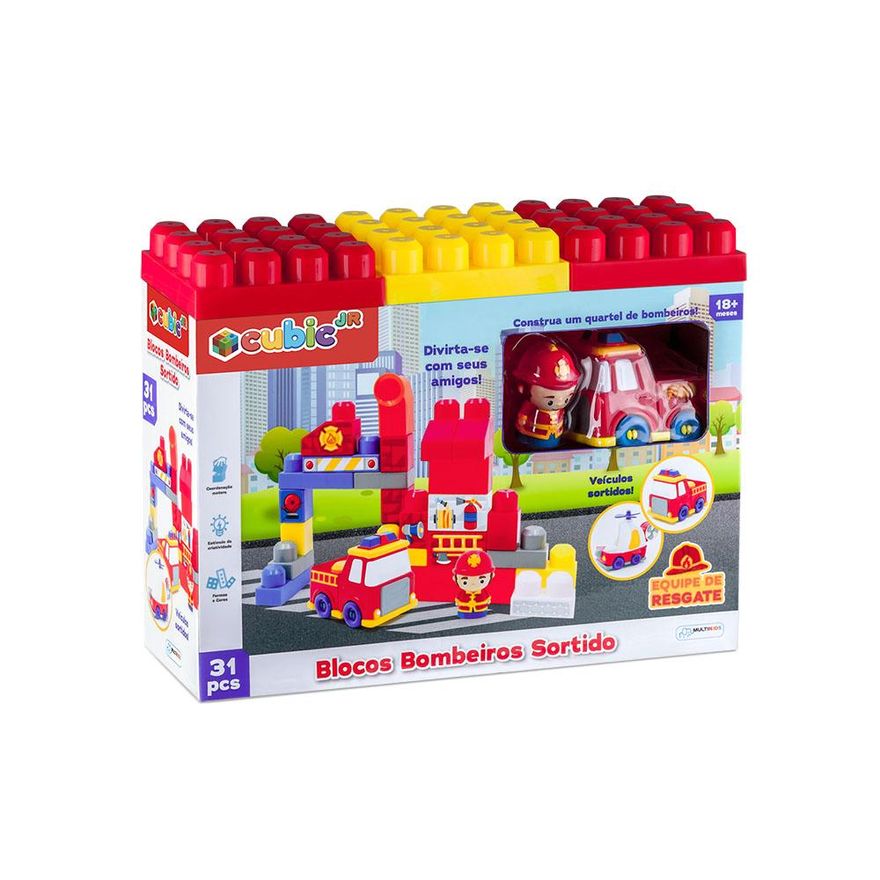 Brinquedo: 31 Blocos Bombeiros Sortidos BR1393 - Brinquedo Masculino - Central - unidade    Cod. BRIN BR1393