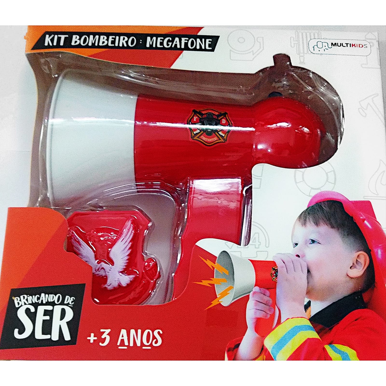 Brinquedo: Kit Bombeiro: Megafone BR1478 - Brinquedo Masculino - +3 anos - vermelho - Central - unidade    Cod. BRIN BR1478