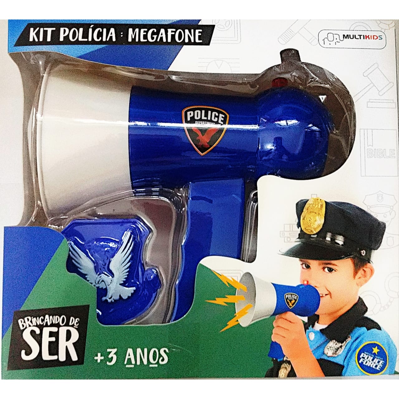 Brinquedo: Kit Policia: Megafone BR1479 - Brinquedo Masculino - 3+ anos - Central - unidade    Cod. BRIN BR1479