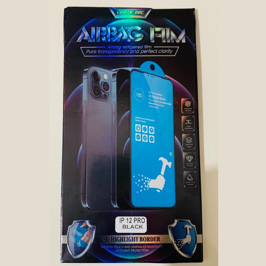  - Pelicula 3D - 1 KIT = 2 UN - preta - Central    Cod. 18D Bordas Anti Impacto IP 12 PRO Max