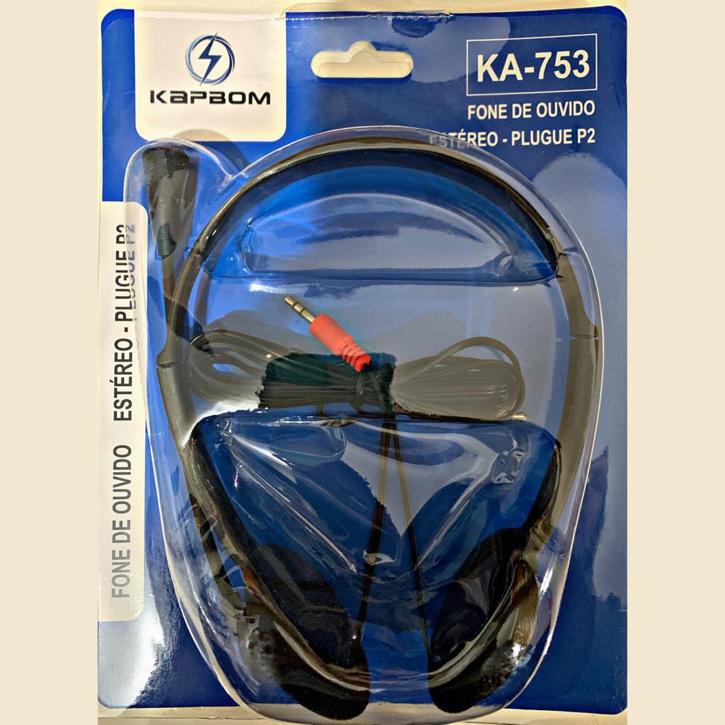 Headphone Estreo Plugue P2 Articulares Fone Call Center - Headphone - Kapbom - unidade    Cod. KA-753