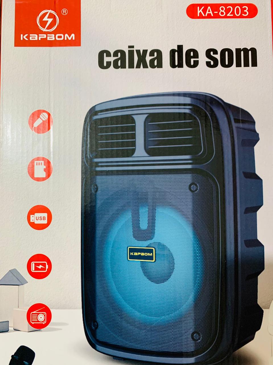  - Caixa de Som pequena - Central - unidade    Cod. CAIXA DE SOM COM MICROFONE KA-8203