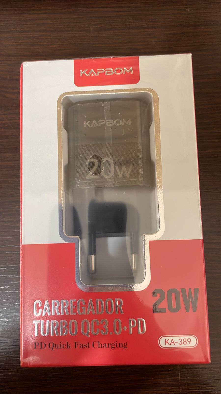  - Carregadores - Kapbom - unidade    Cod. KA-389 Carregador Turbo 20W Para Celulares 2 389En