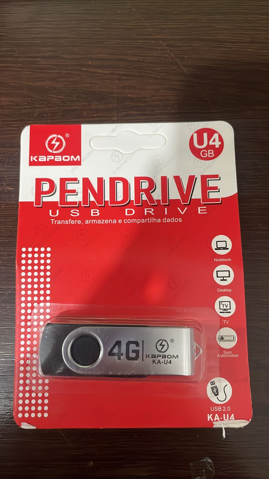  - Micro SD e Pendrive - unidade    Cod. PENDRIVE 4G KA-U4