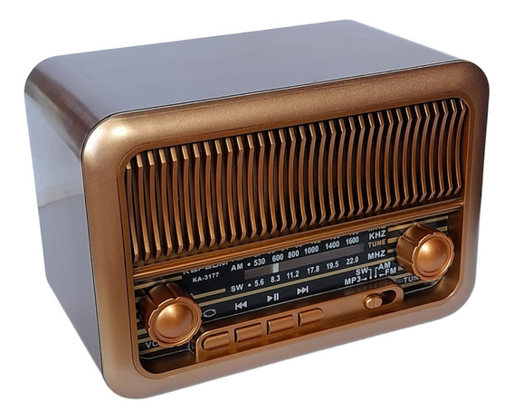  - Rdios - Kapbom - unidade    Cod. KA-3177 Caixa de Som Retro Sem Fio Rdio FM AM SW 