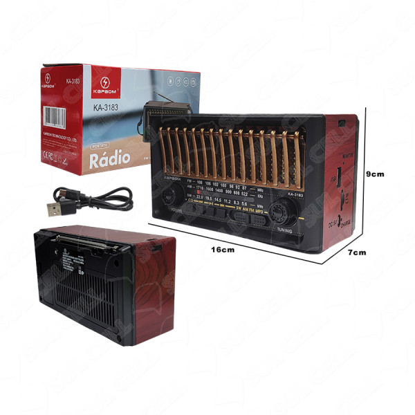  - Rdios - Kapbom - unidade    Cod. KA-3183 Rdio Porttil Sem Fio Bluetooth Rdio FM 