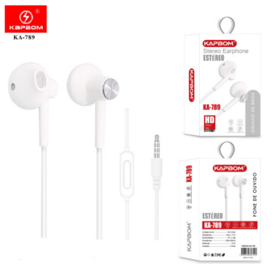 - Fones - Kapbom - unidade    Cod. Fone de ouvido P2 Headphone Branco KA-789