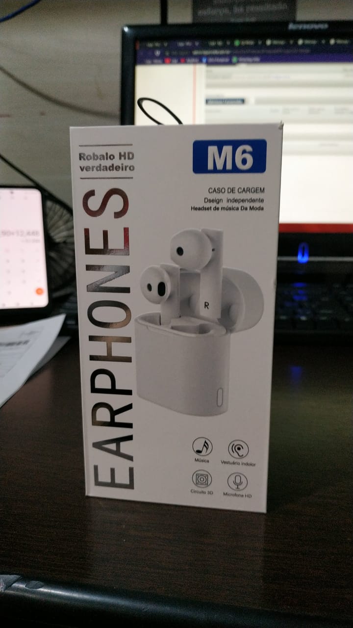 Fone de Ouvido Earphone Bluetooth Sem Fio Branco iOS Android A-686 m6 - Fones - Altomex - unidade    Cod. A-686 M6