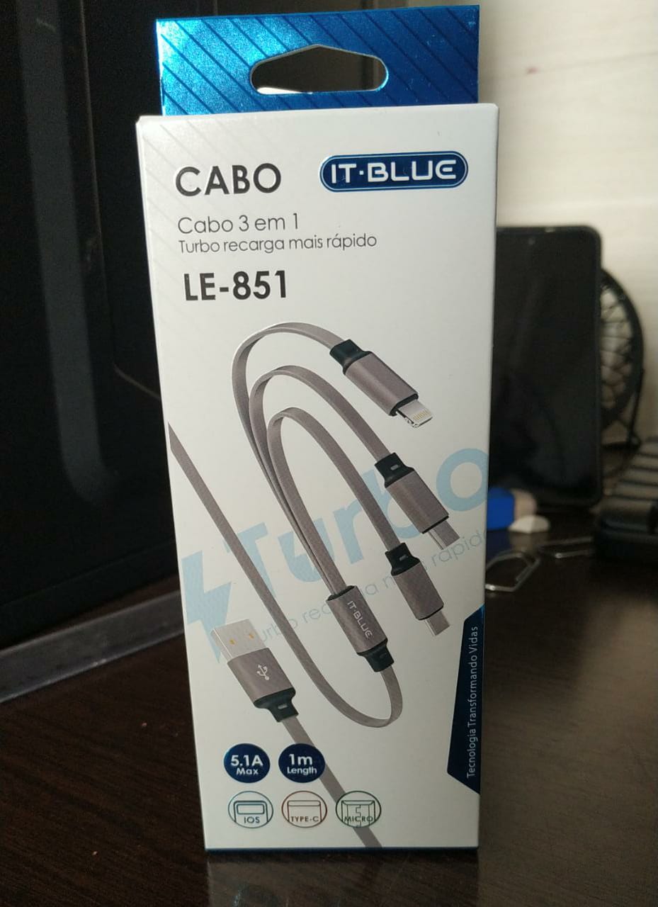  - Cabos  - IT-Blue    Cod. CABO 3 EM 1 IPHONE V8 LE-851
