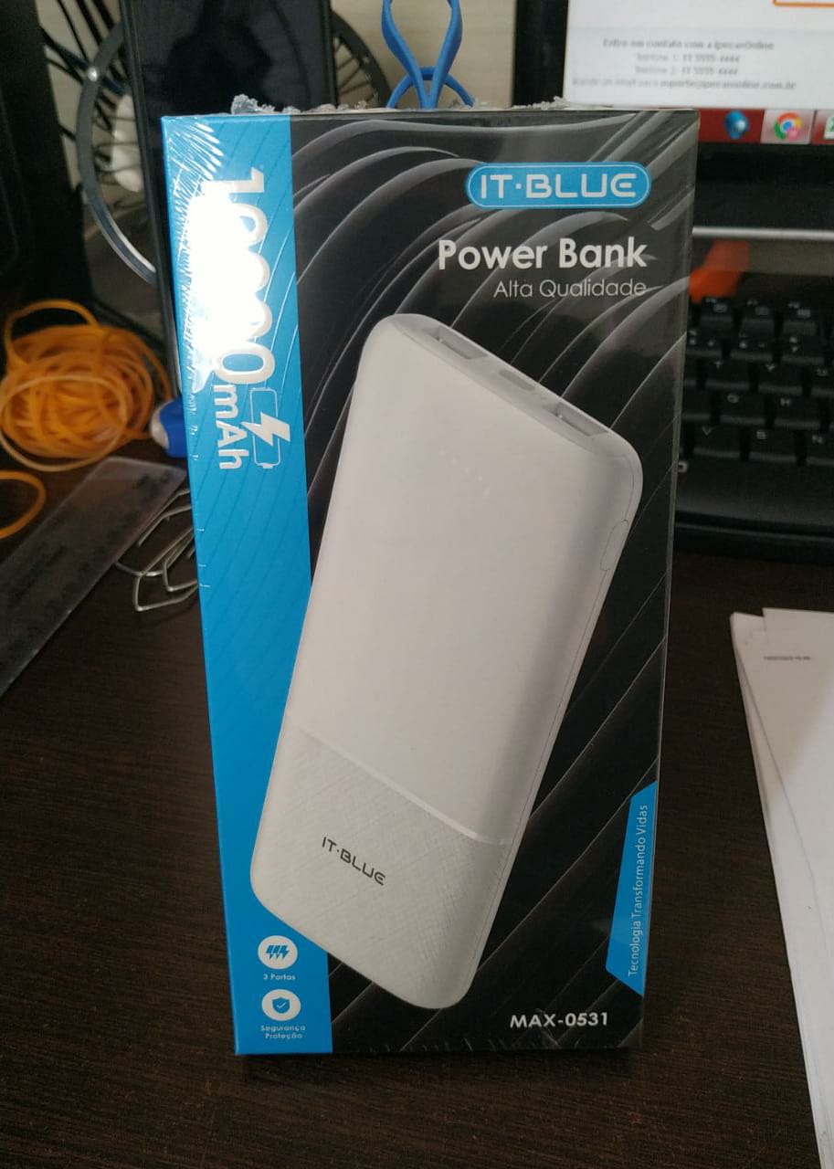  - Power Bank - IT-Blue - unidade    Cod. MAX-0531 Power Bank Carregador Porttil 10.000mAh 