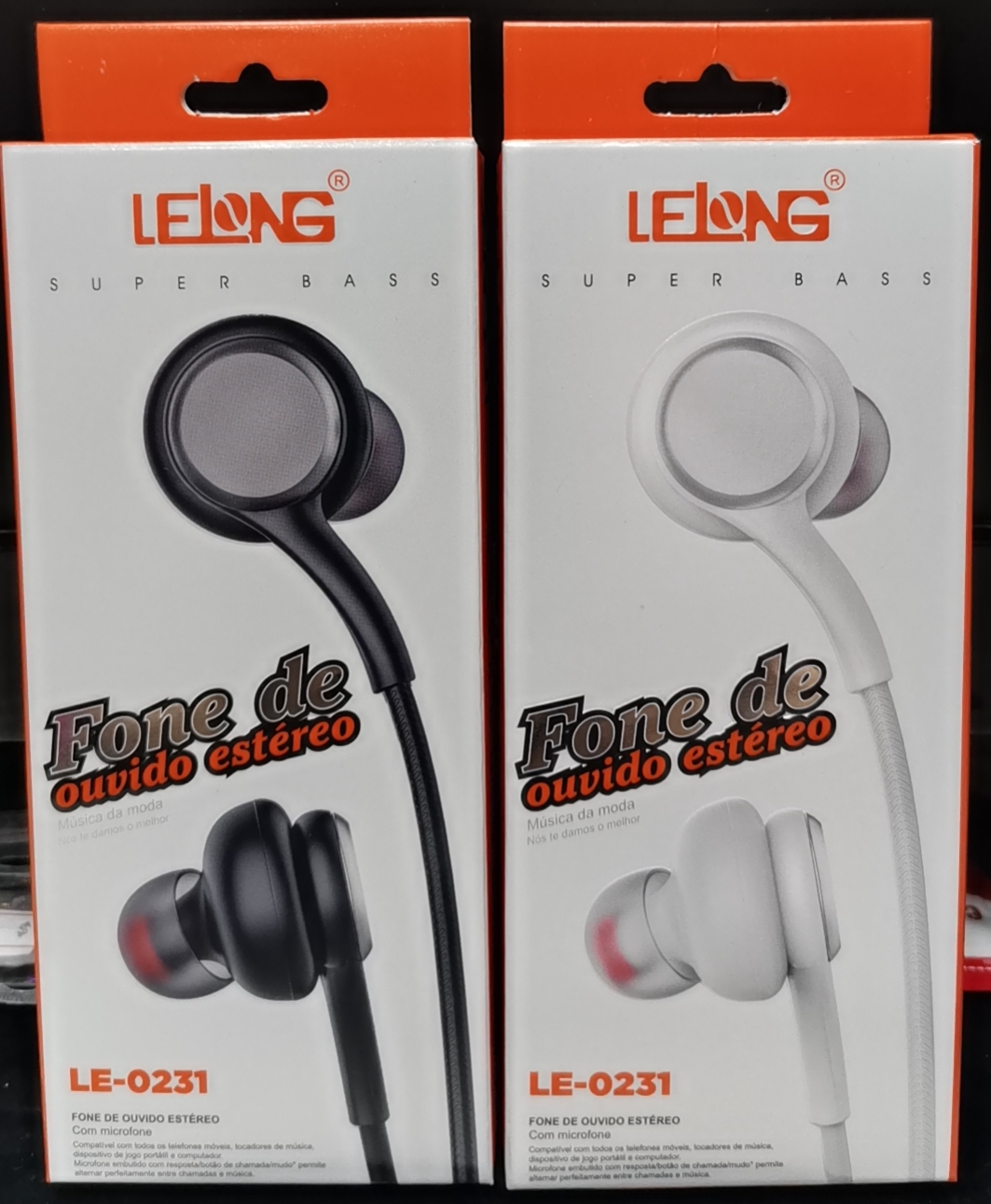  - Fones - LELONG - branco - Central - unidade    Cod. FONE DE OUVIDO LE-0231