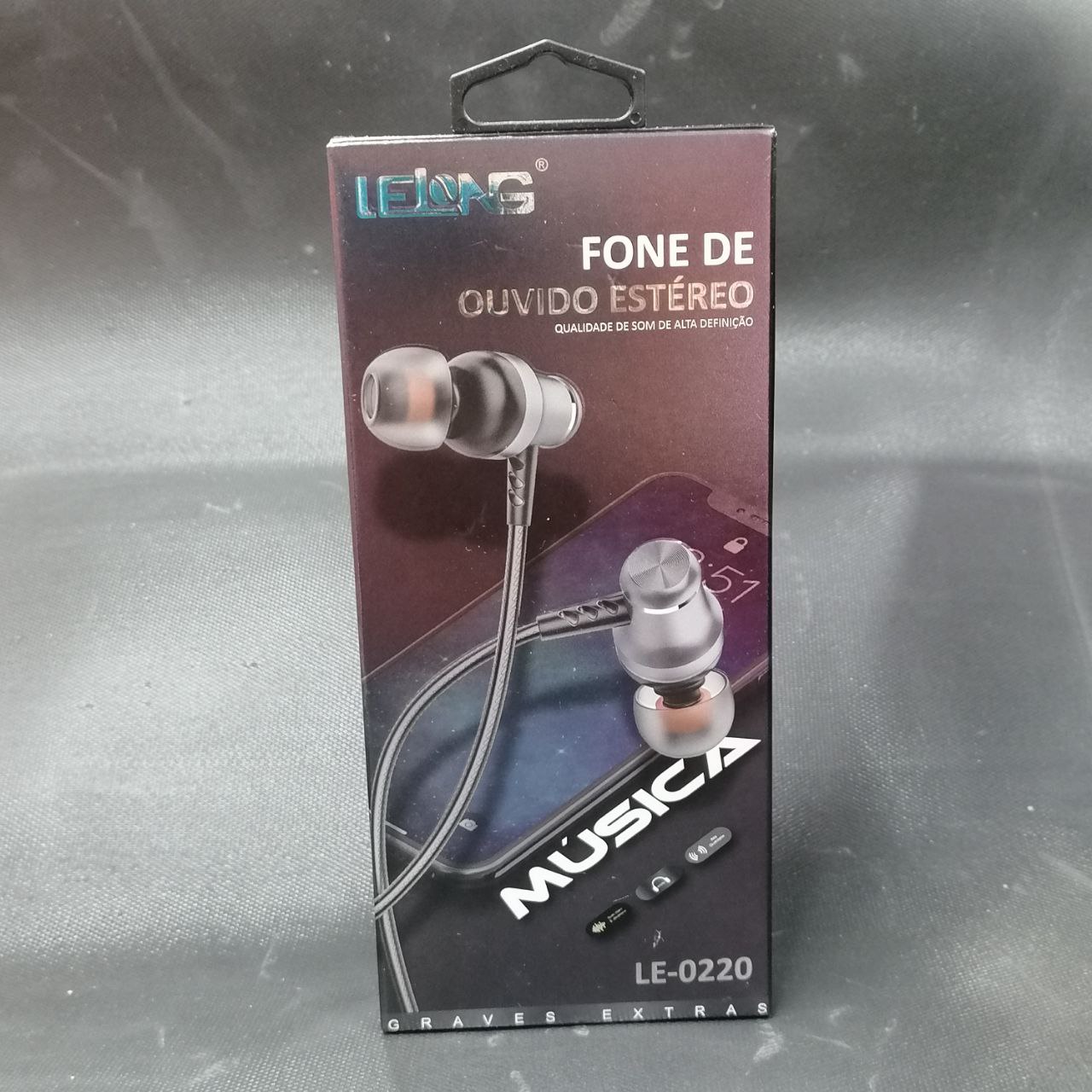  - Fones - LELONG - unidade    Cod. LE-0220 FONE DE OUVIDO COM FIO