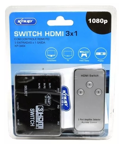  - Adaptadores     Cod. ADAPTADOR HDMI 3ENTRADAS 1SAIDA KP-3464