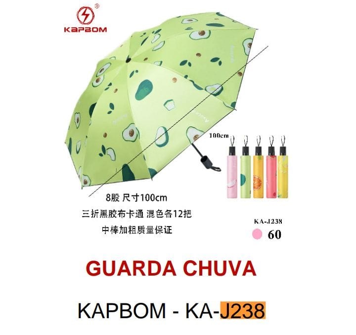  - Guarda-Chuva - unidade    Cod. GUARDA CHUVA ESTAMPA DE FRUTAS KA-J238