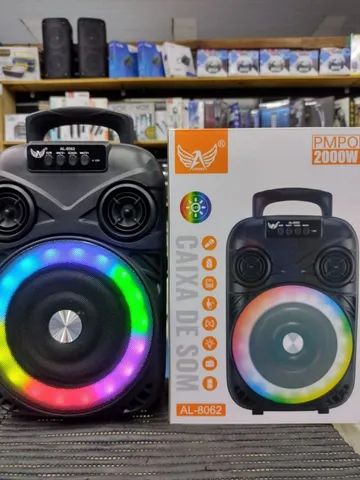  - Caixa de Som - unidade    Cod. CAIXA DE SOM BLUETOOTH COM LED AL-8062