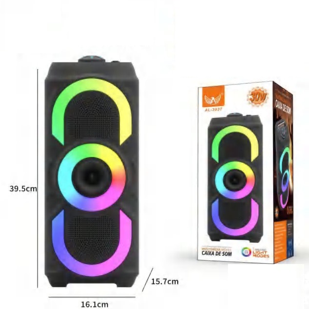  - Caixa de Som - unidade    Cod. CAIXA DE SOM BLUETOOTH COM LED AL-3937