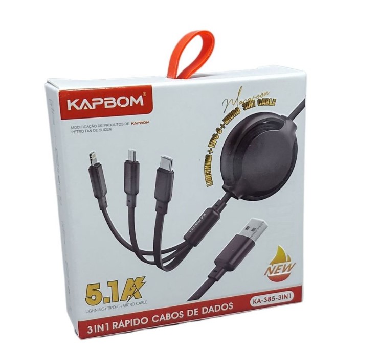  - Cabos     Cod. CABO 3 EM 1 TIPO C IPHONE E V8 KA-385-3iN1