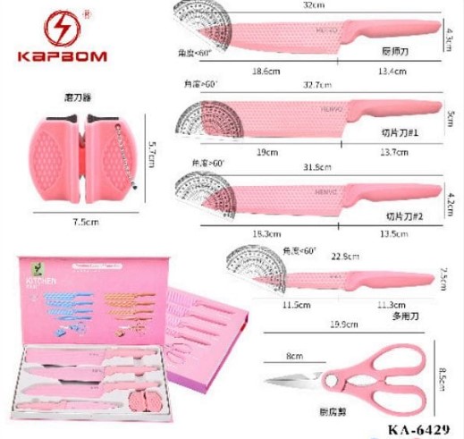  - Itens para cozinha - loja c3    Cod. CONJUNTO DE 4 FACAS 1 TESOURA E 1 AMOLADOR KA-6429