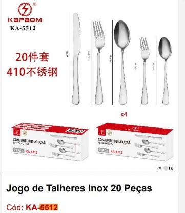  - Itens para cozinha - loja c3    Cod. TALHERES 20 PEAS KA-5512